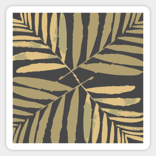 Geometric palm leaves gold on black , leaves, tropical , fall,  TeePublic Sticker